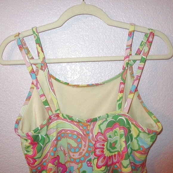 Lands End Tankini Swimsuit Top Size 12 Paisley UPF Bra Tummy Control Paisley - Picture 6 of 8